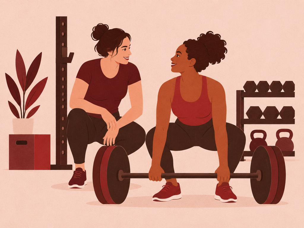 Illustration einer wertschätzenden Betreuung in einem sicheren Fitnessstudio