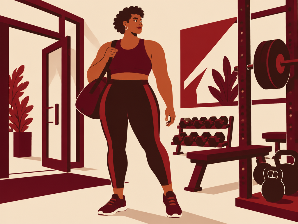 Illustration einer selbstbewussten Person im Fitnessstudio