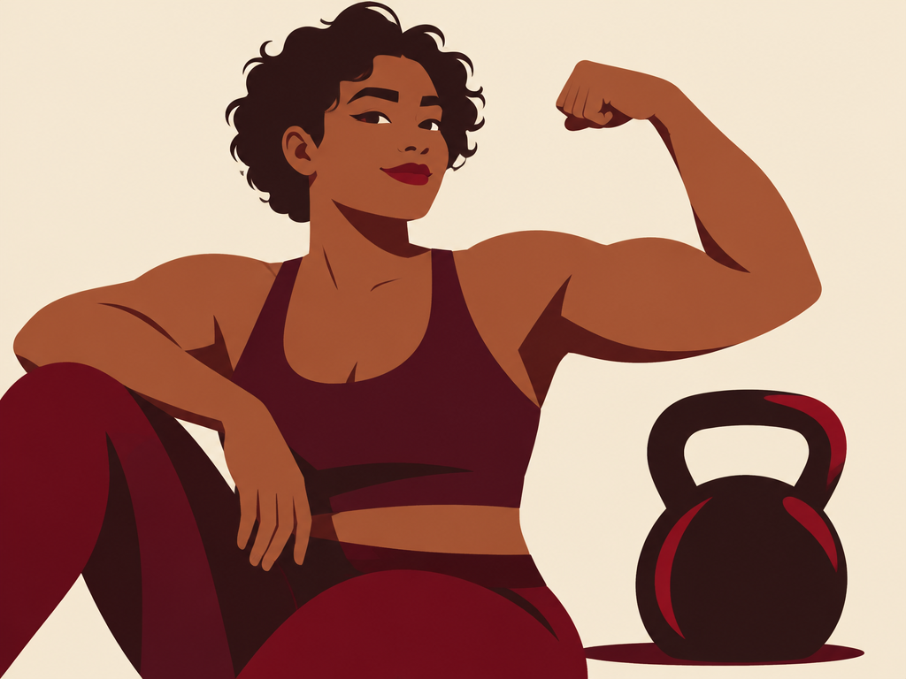 Illustration einer starken Person mit Kettlebell